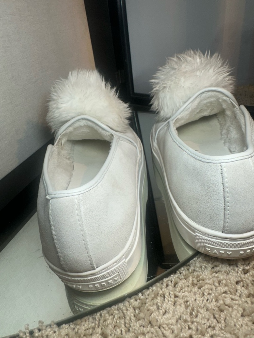 Katy Perry Owl Slip-On S suede Sneakers 7.5 white novelty - Picture 5 of 12